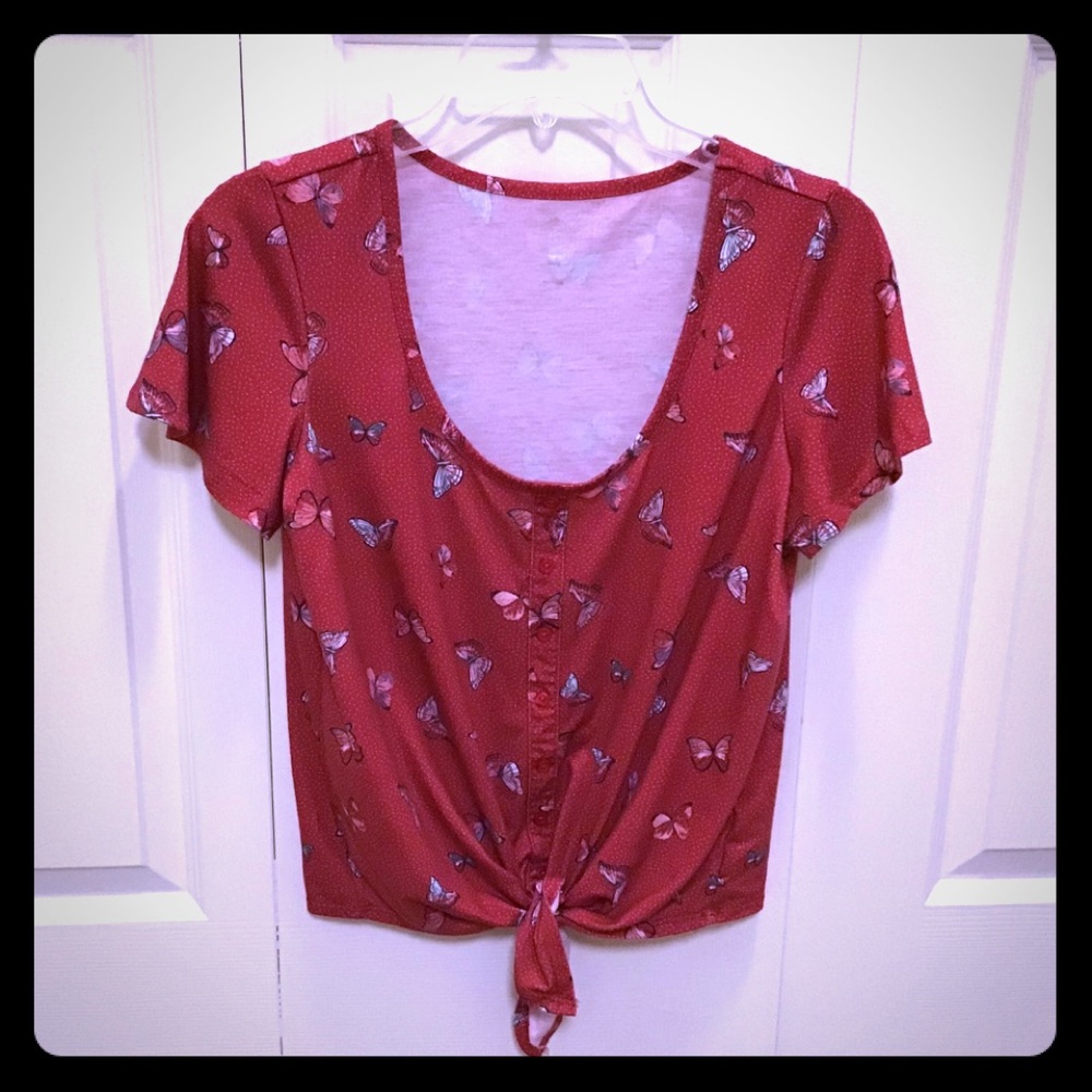 💜3/$15 SO Tie Front Short Sleeve Top